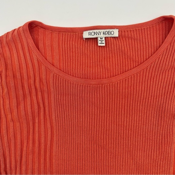 Ronny Kobo Orange Ribbed 2-Piece Set – Crop Top & Maxi Skirt – Size M - Picture 6 of 16